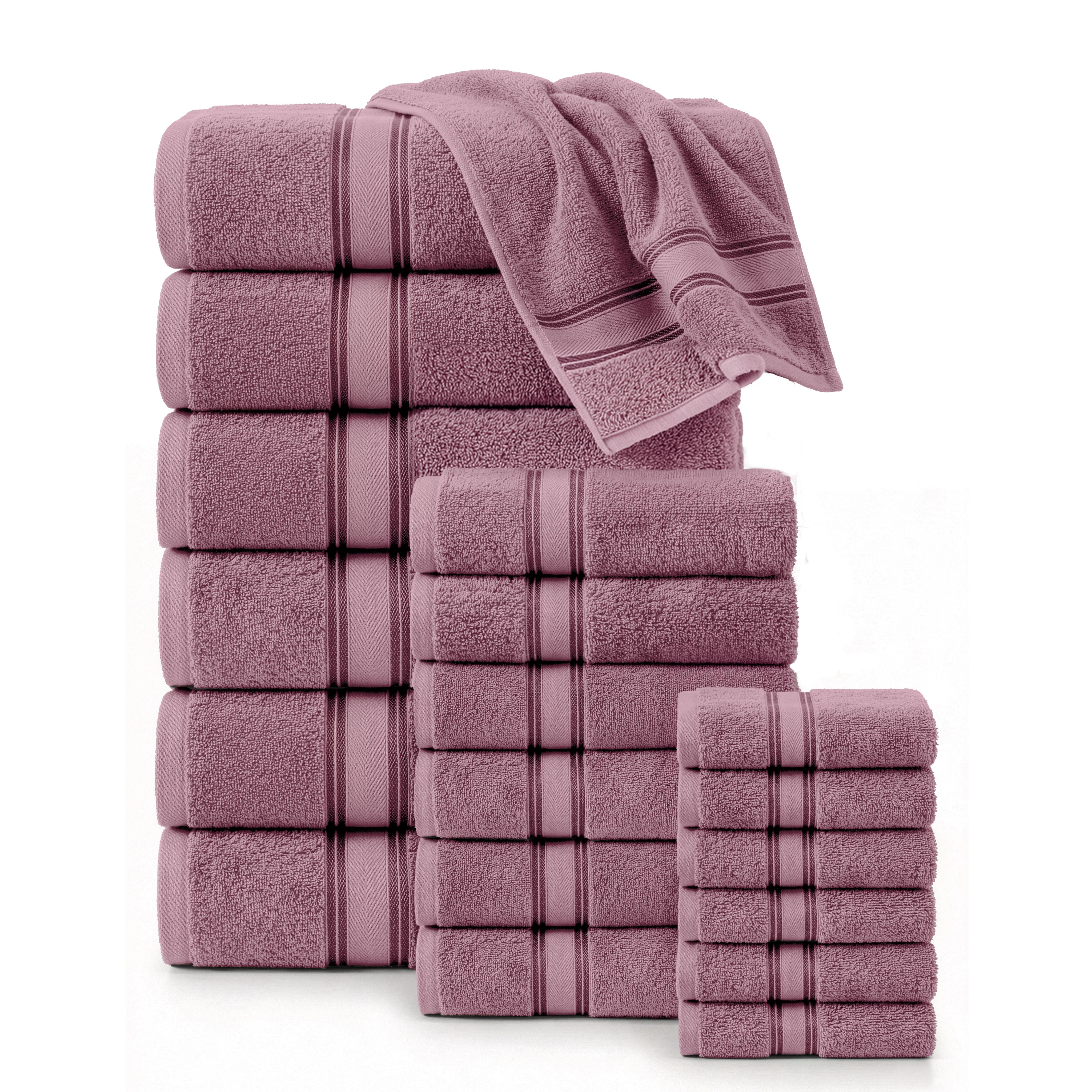 18 Piece 100% Cotton Towel Set 550GSM - Wishful Mauve