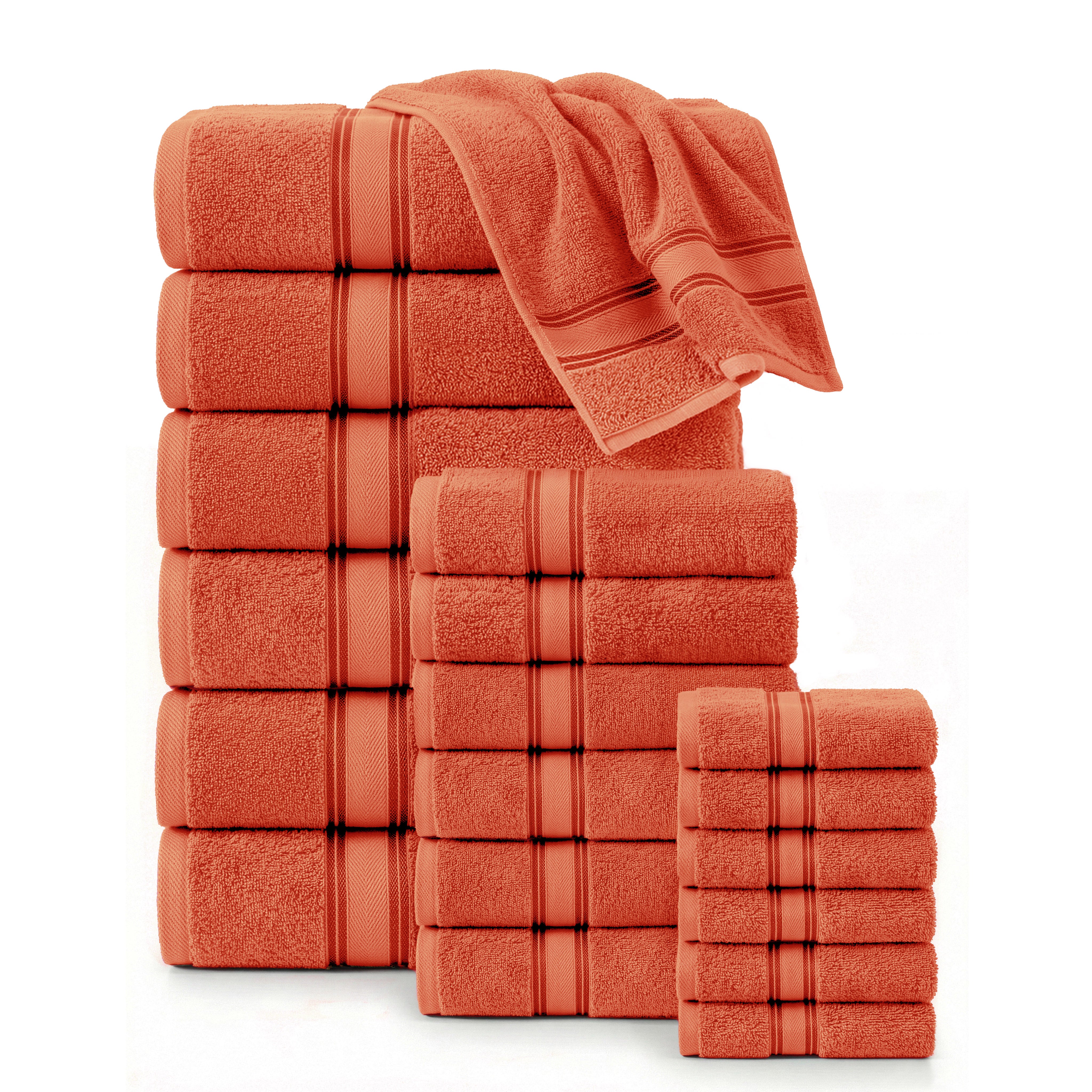 18 Piece 100% Cotton Towel Set 550GSM - Tigerlily