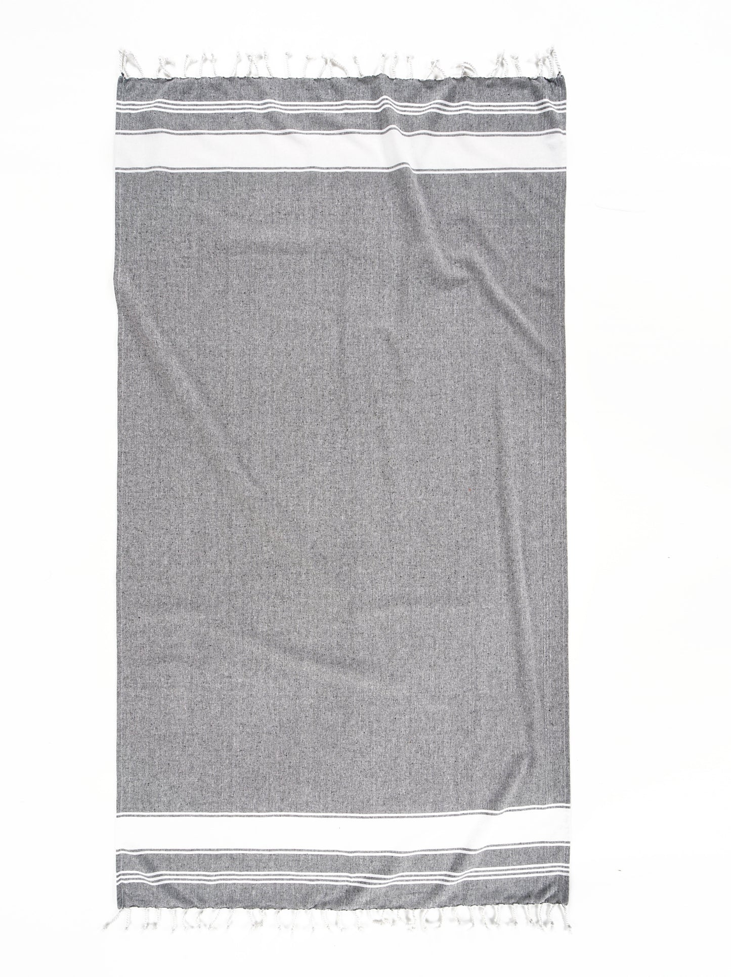 Set of 4 Chambray Turkish Beach Towels - Smoky Black