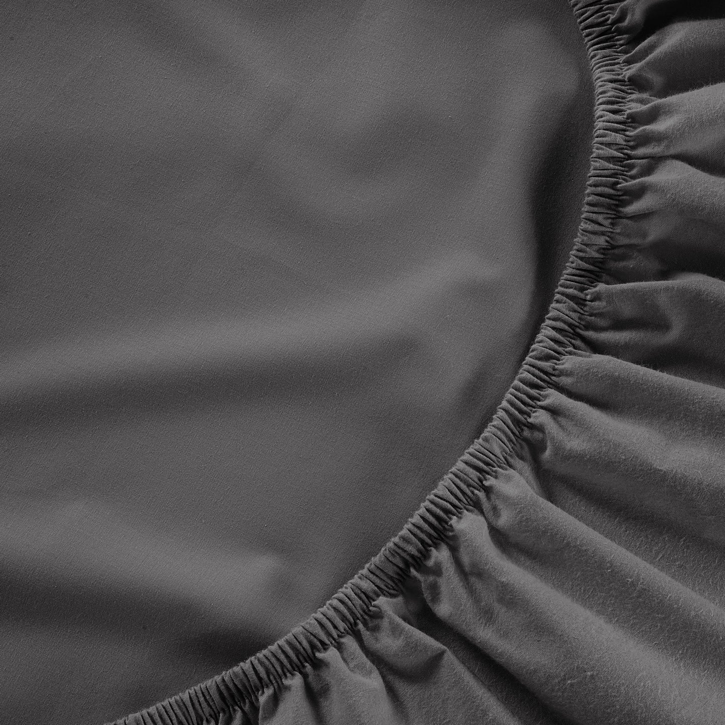 100% Organic Washed Cotton Fitted Sheet Set - Charcoal
