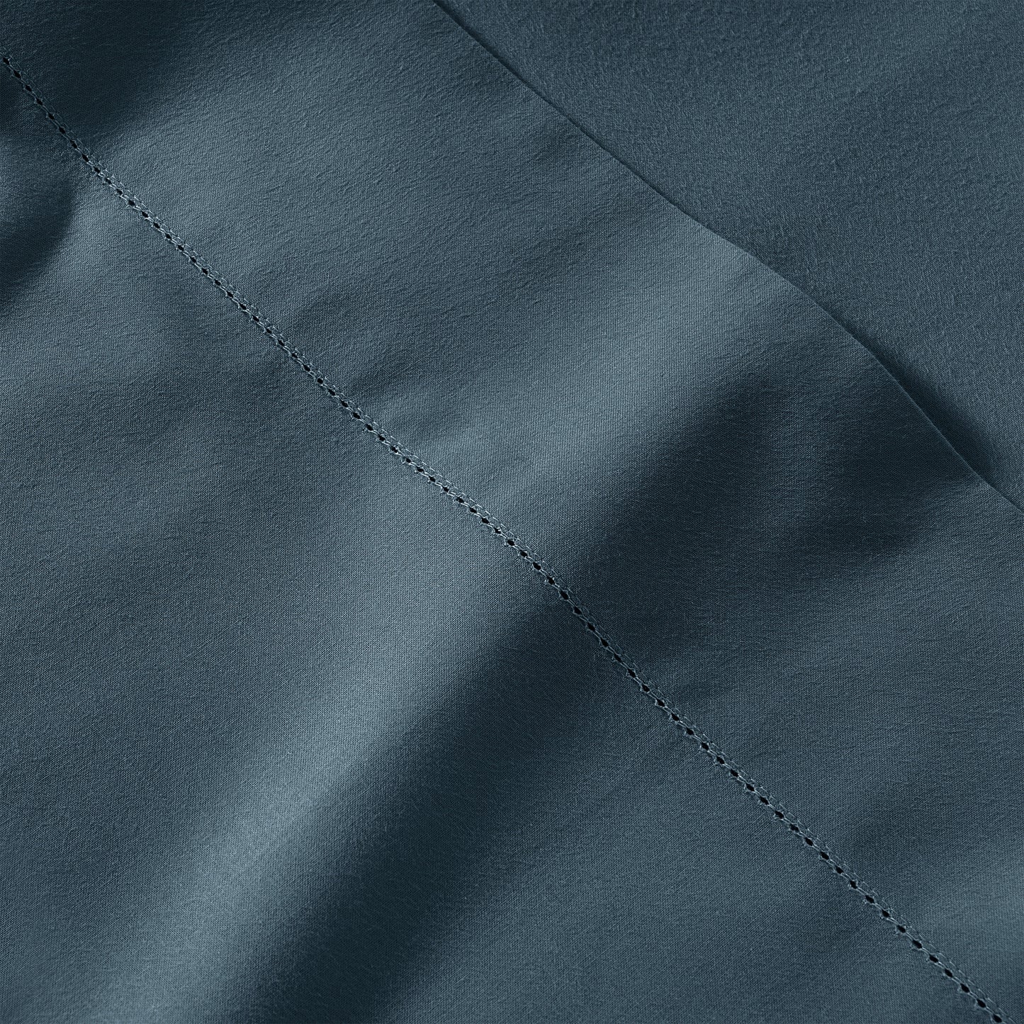 100% Organic Washed Cotton Fitted Sheet Set - Estate Blue