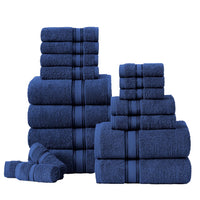 18 Piece 100% Cotton Towel Set 550GSM - Navy