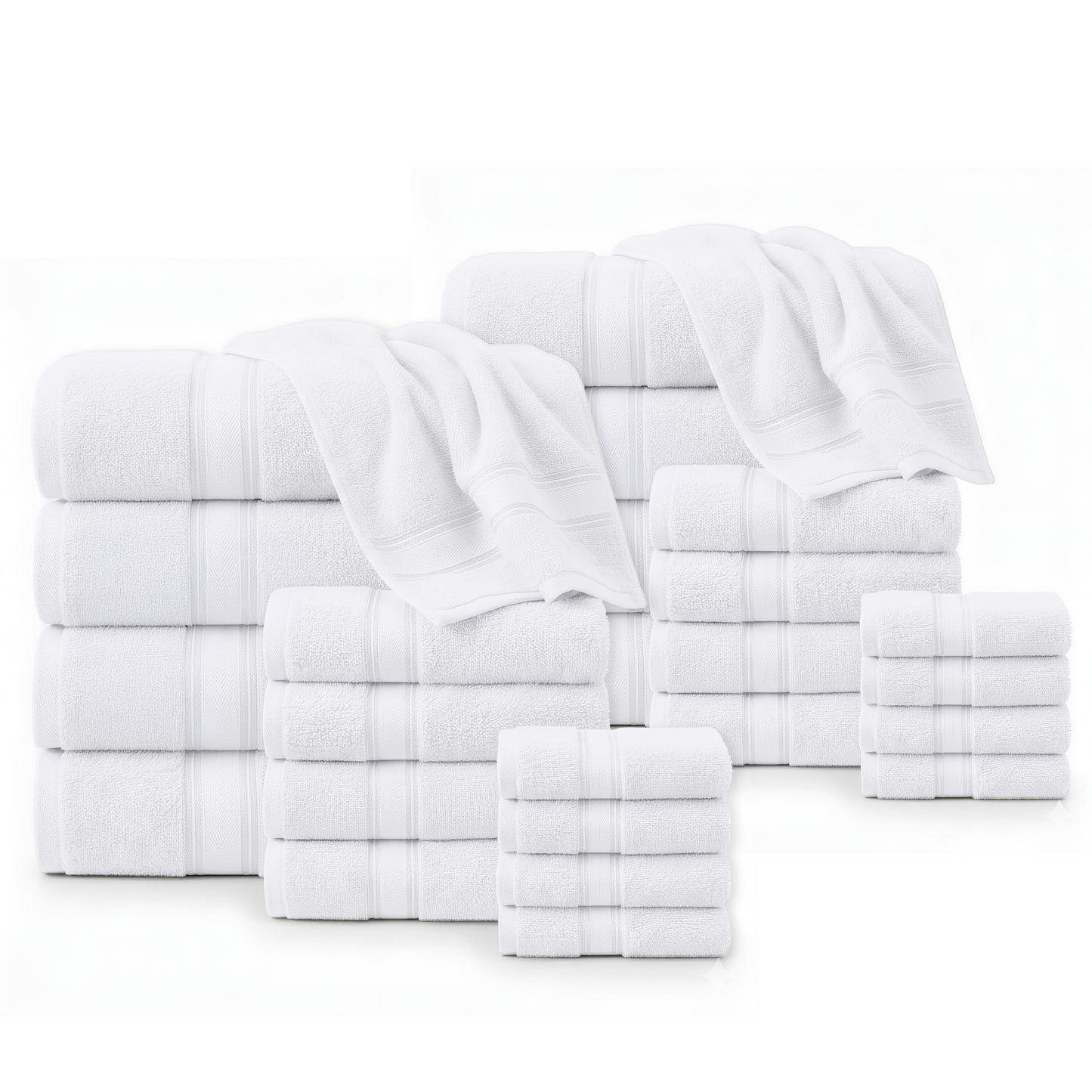 24 Piece 100% Cotton Towel Set 550GSM - White
