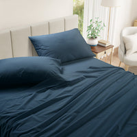 100% Cotton Percale Sheet Set - Estate Blue