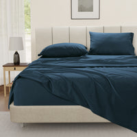 100% Cotton Percale Sheet Set - Estate Blue