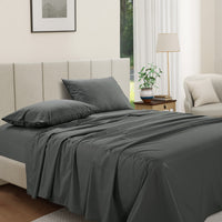 100% Cotton Percale Sheet Set - Charcoal