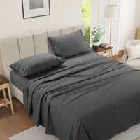 100% Cotton Percale Sheet Set - Charcoal