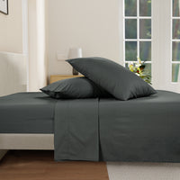 100% Cotton Percale Sheet Set - Charcoal