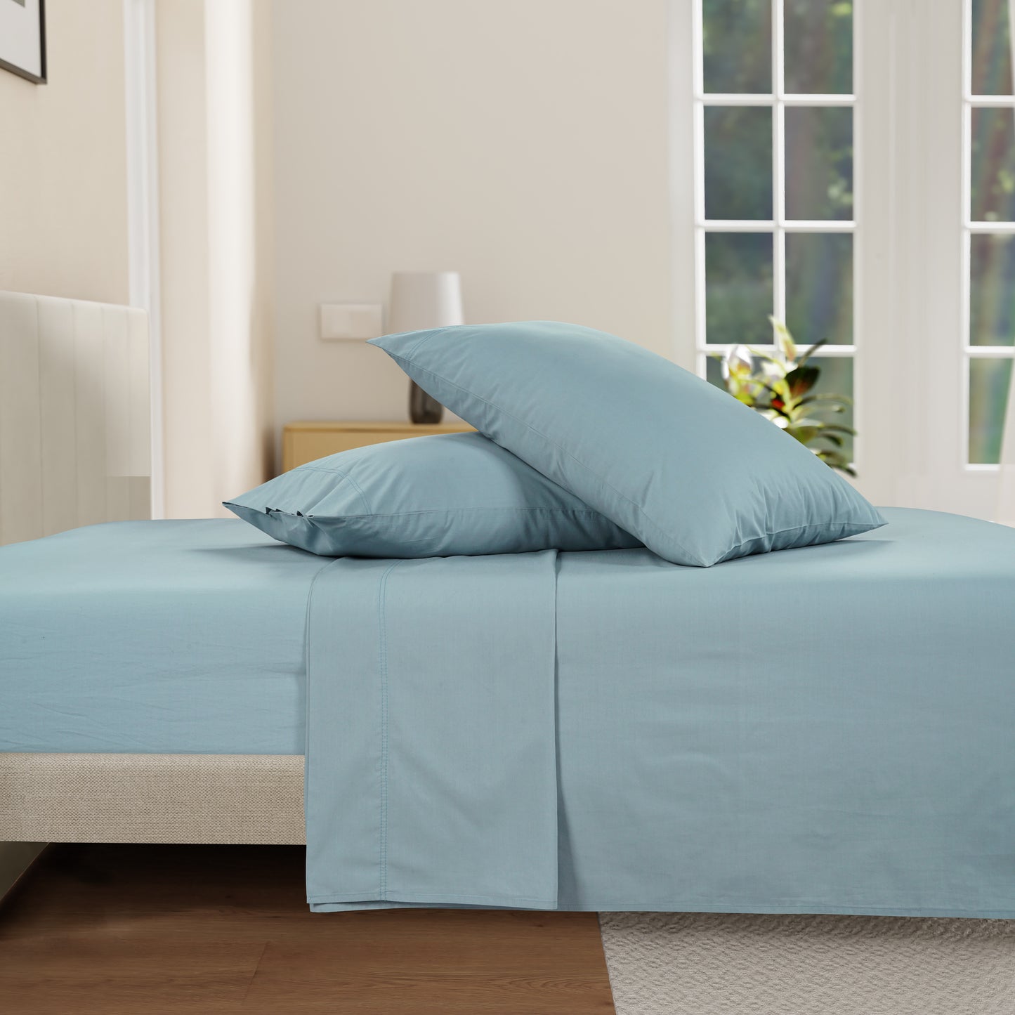 100% Cotton Percale Sheet Set - French Blue