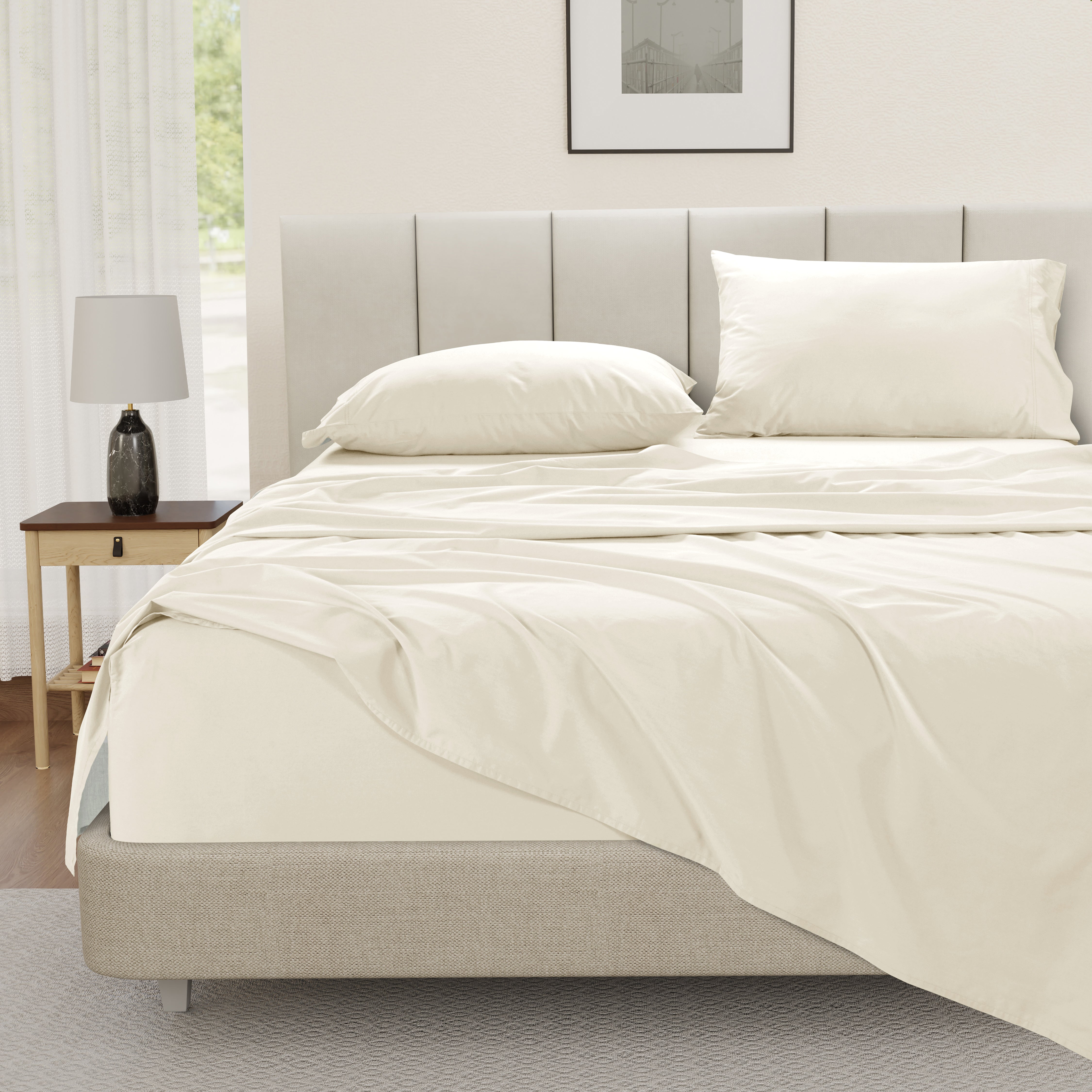100% Cotton Percale Sheet Set - Ivory