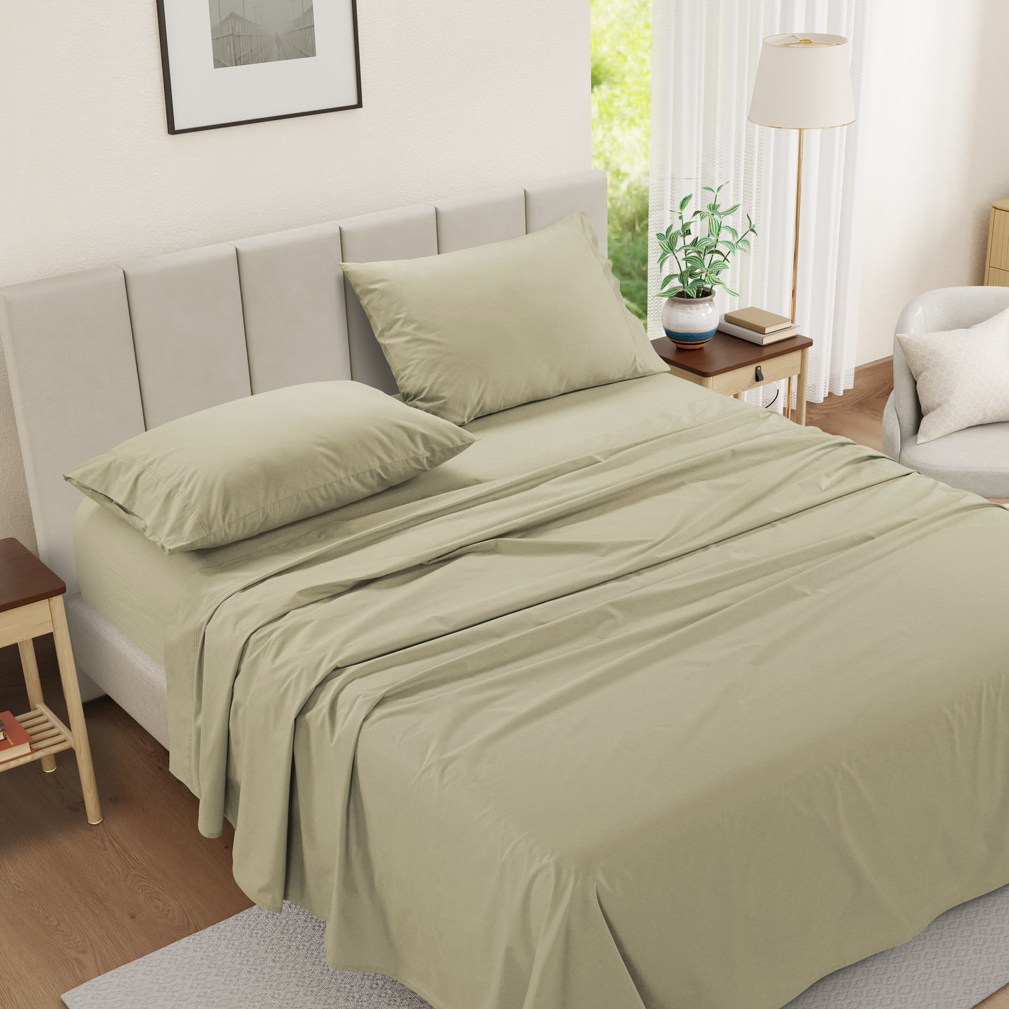 100% Cotton Percale Sheet Set - Linen