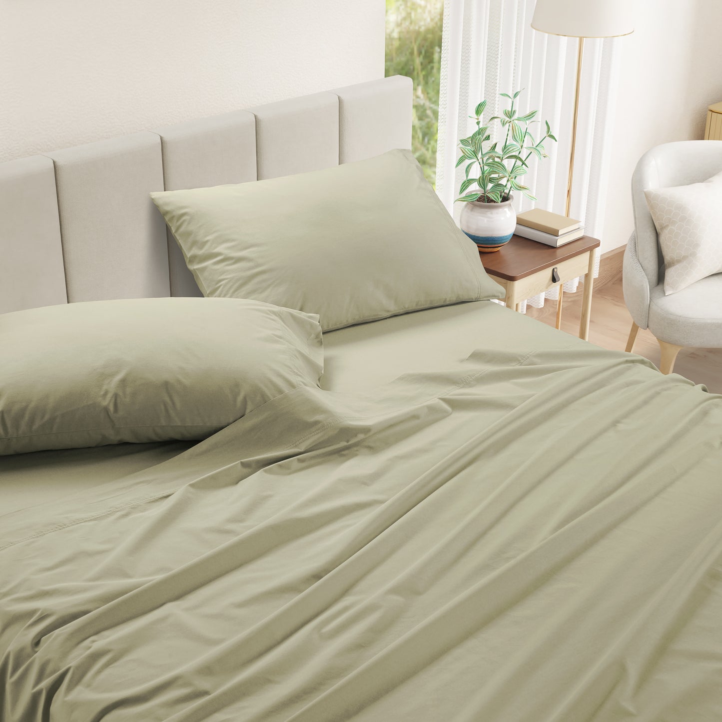 100% Cotton Percale Sheet Set - Linen