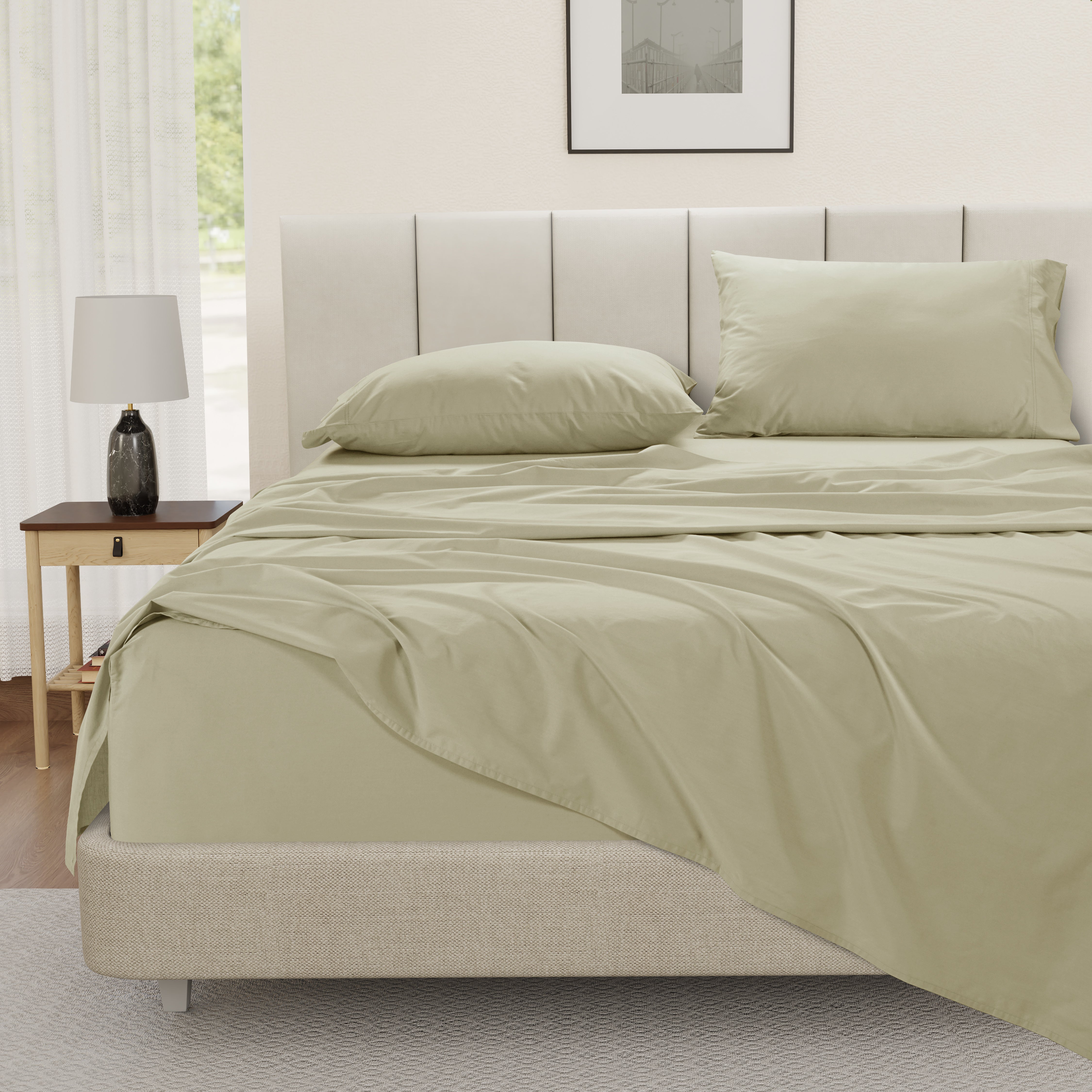 100% Cotton Percale Sheet Set - Linen