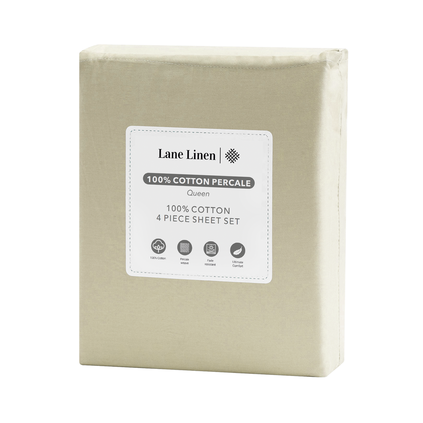 100% Cotton Percale Sheet Set - Linen