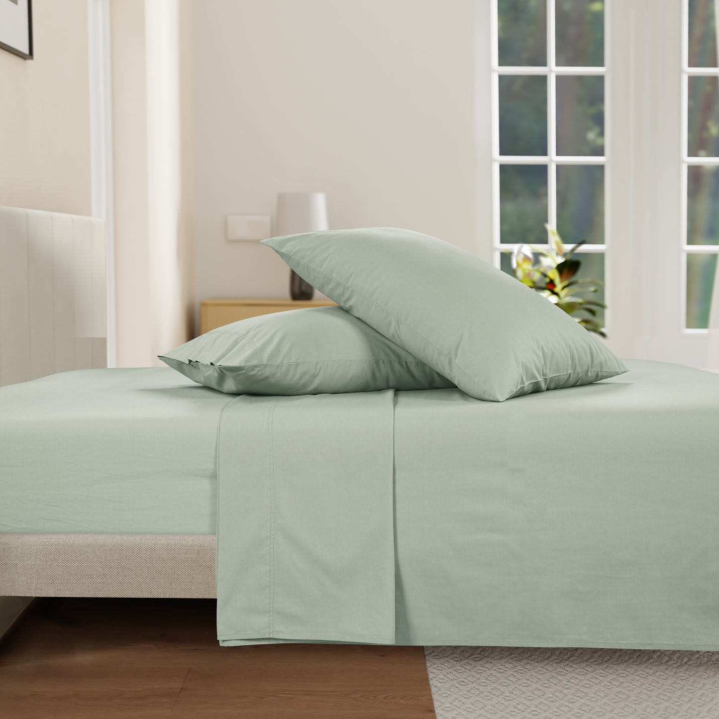 100% Cotton Percale Sheet Set- Mineral