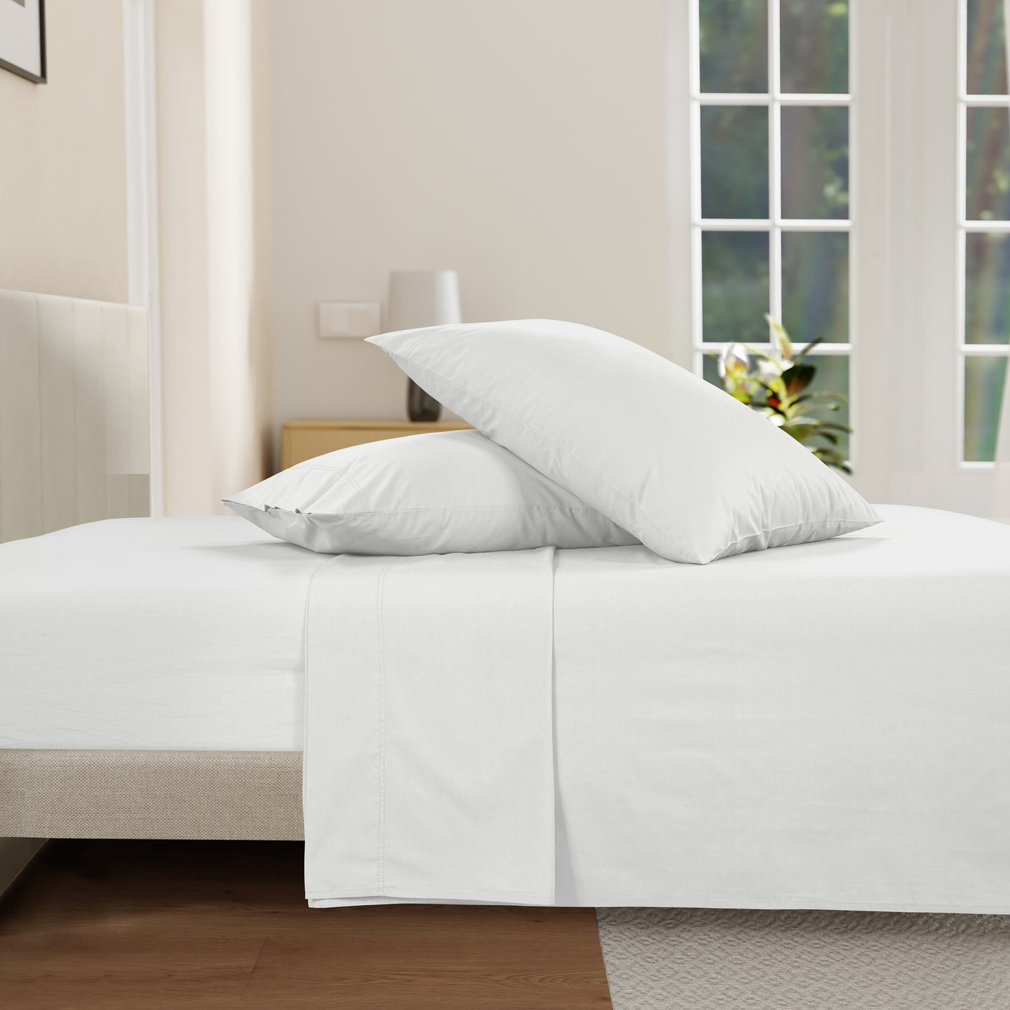 100% Cotton Percale Sheet Set - White