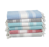 Set of 6 Chambray Turkish Beach Towels - Nautical
