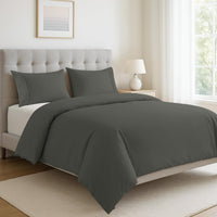 100% Organic Washed Cotton Quilt Cover Set - Charcoal