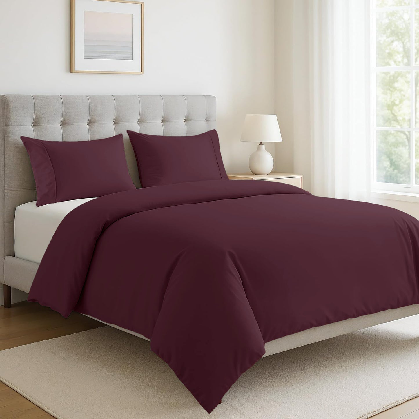 100% Organic Washed Cotton Quilt Cover Set - Windsor Wine