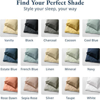 100% Organic Washed Cotton Quilt Cover Set - Estate Blue