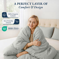 100% Organic Washed Cotton Quilt Cover Set - Silver