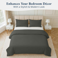 100% Organic Washed Cotton Quilt Cover Set - Charcoal