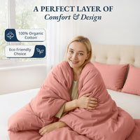 100% Organic Washed Cotton Quilt Cover Set - Rose Dawn