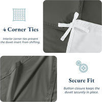 100% Organic Washed Cotton Quilt Cover Set - Charcoal