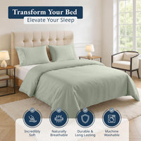 100% Organic Washed Cotton Quilt Cover Set - Mineral