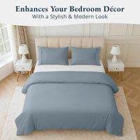 100% Organic Washed Cotton Quilt Cover Set - French Blue