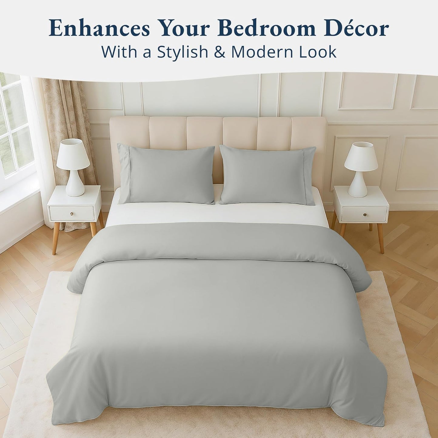 100% Organic Washed Cotton Quilt Cover Set - Silver