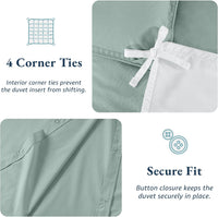 100% Organic Washed Cotton Quilt Cover Set - Cool Blue