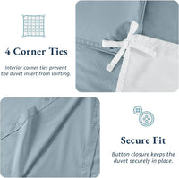 100% Organic Washed Cotton Quilt Cover Set - French Blue