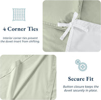 100% Organic Washed Cotton Quilt Cover Set - Mineral