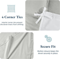 100% Organic Washed Cotton Quilt Cover Set - Silver