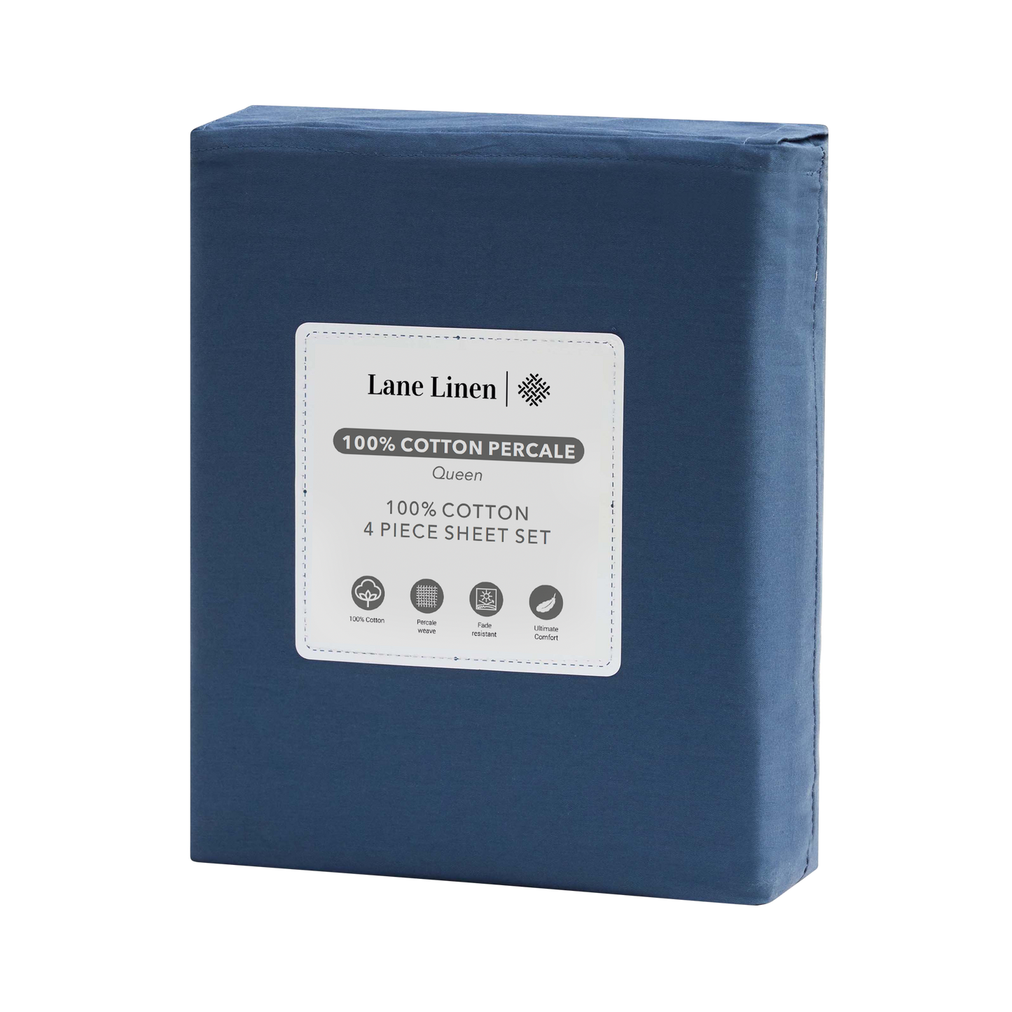 100% Cotton Percale Sheet Set - Estate Blue