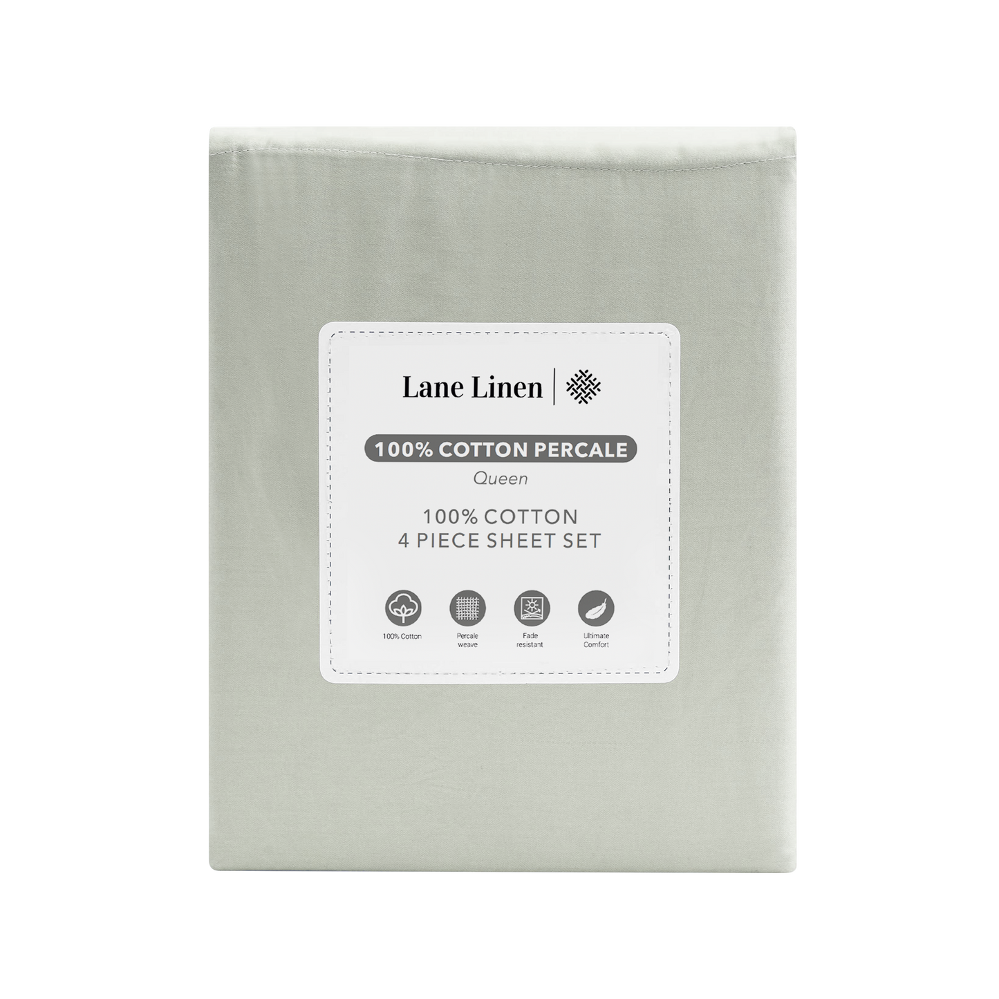 100% Cotton Percale Sheet Set- Mineral