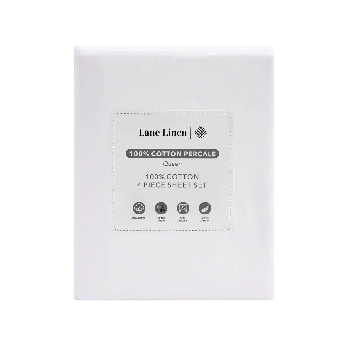 100% Cotton Percale Sheet Set - White