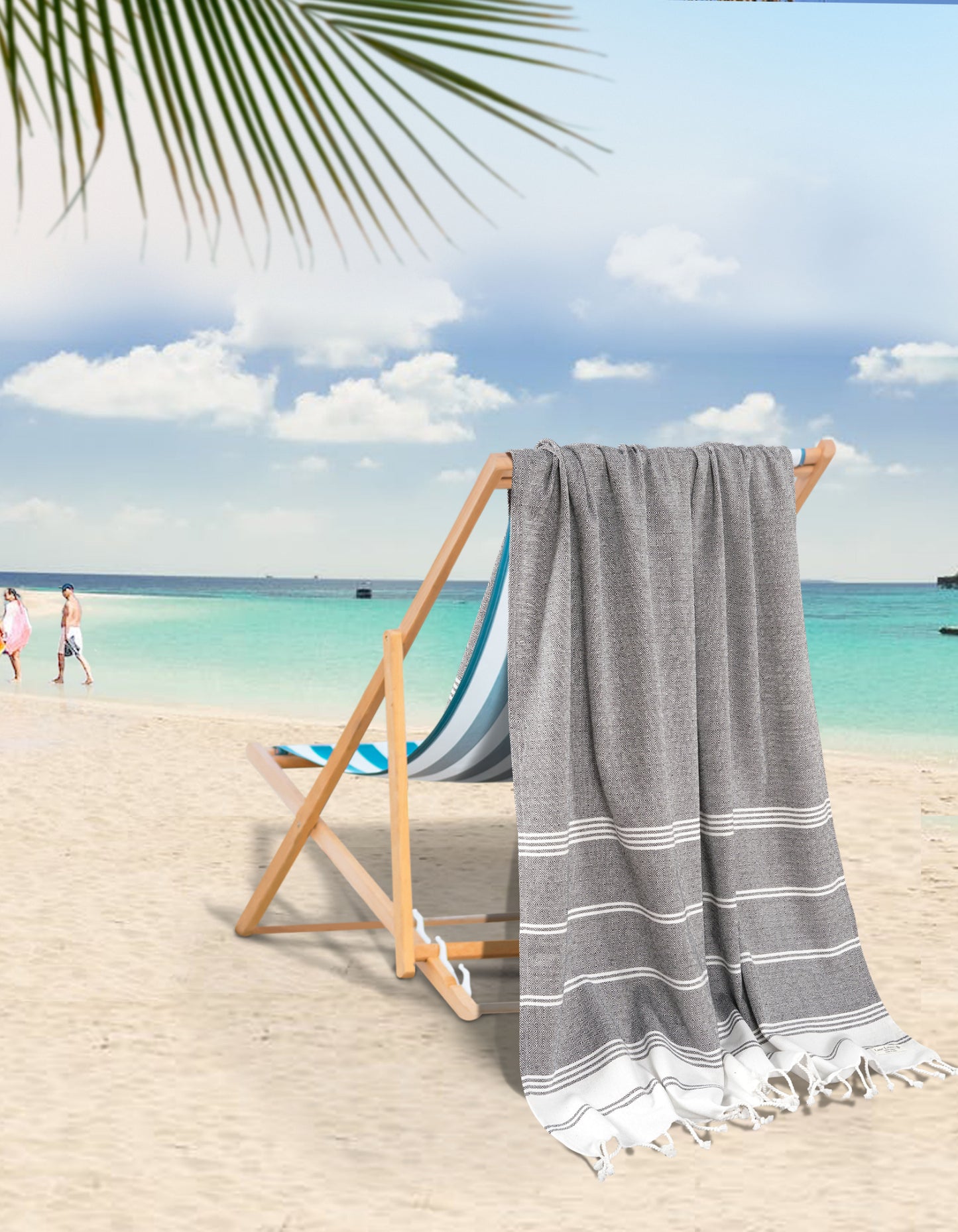 Set of 2 Diamond Turkish Beach Towels - Ebony