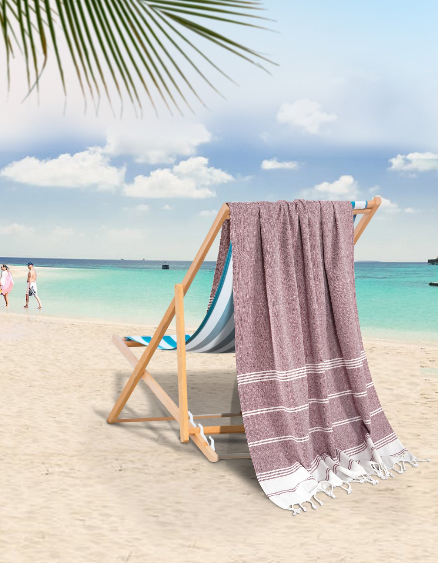 Set of 2 Diamond Turkish Beach Towels - Fired Brick