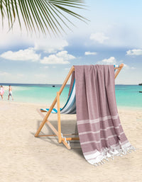 Set of 2 Diamond Turkish Beach Towels - Fired Brick
