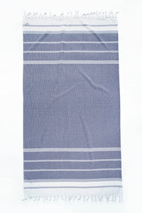 Set of 2 Diamond Turkish Beach Towels - Navy Blazer