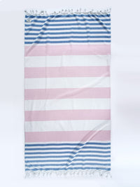 Set of 6 Diamond Turkish Beach Towels  - Diamond Multi Stripe