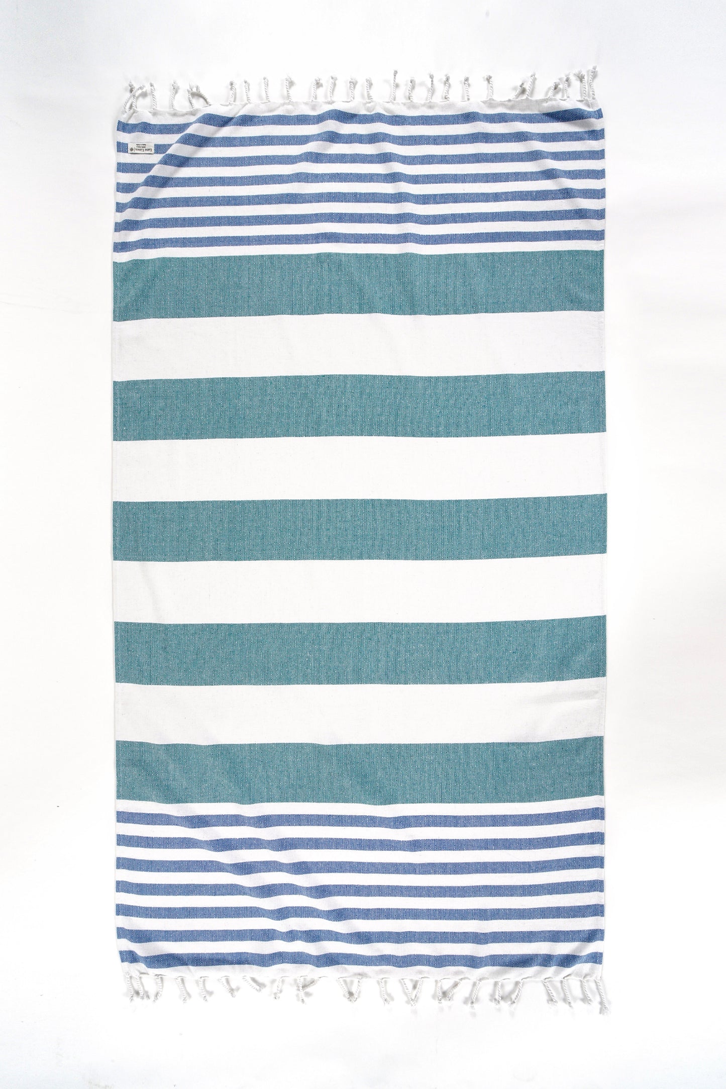 Set of 2 Diamond Turkish Beach Towels - Green Red Stripe