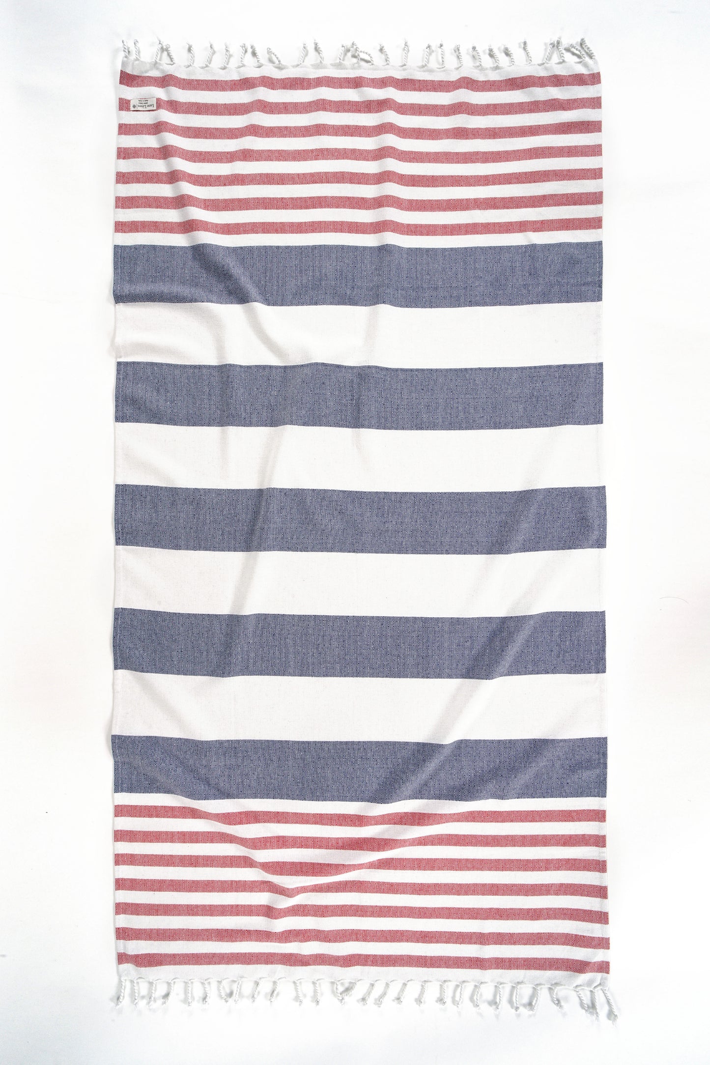Set of 2 Diamond Turkish Beach Towels - Green Red Stripe