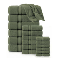 18 Piece 100% Cotton Towel Set 550GSM - Oil Green