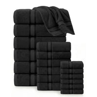 18 Piece 100% Cotton Towel Set 550GSM - Black
