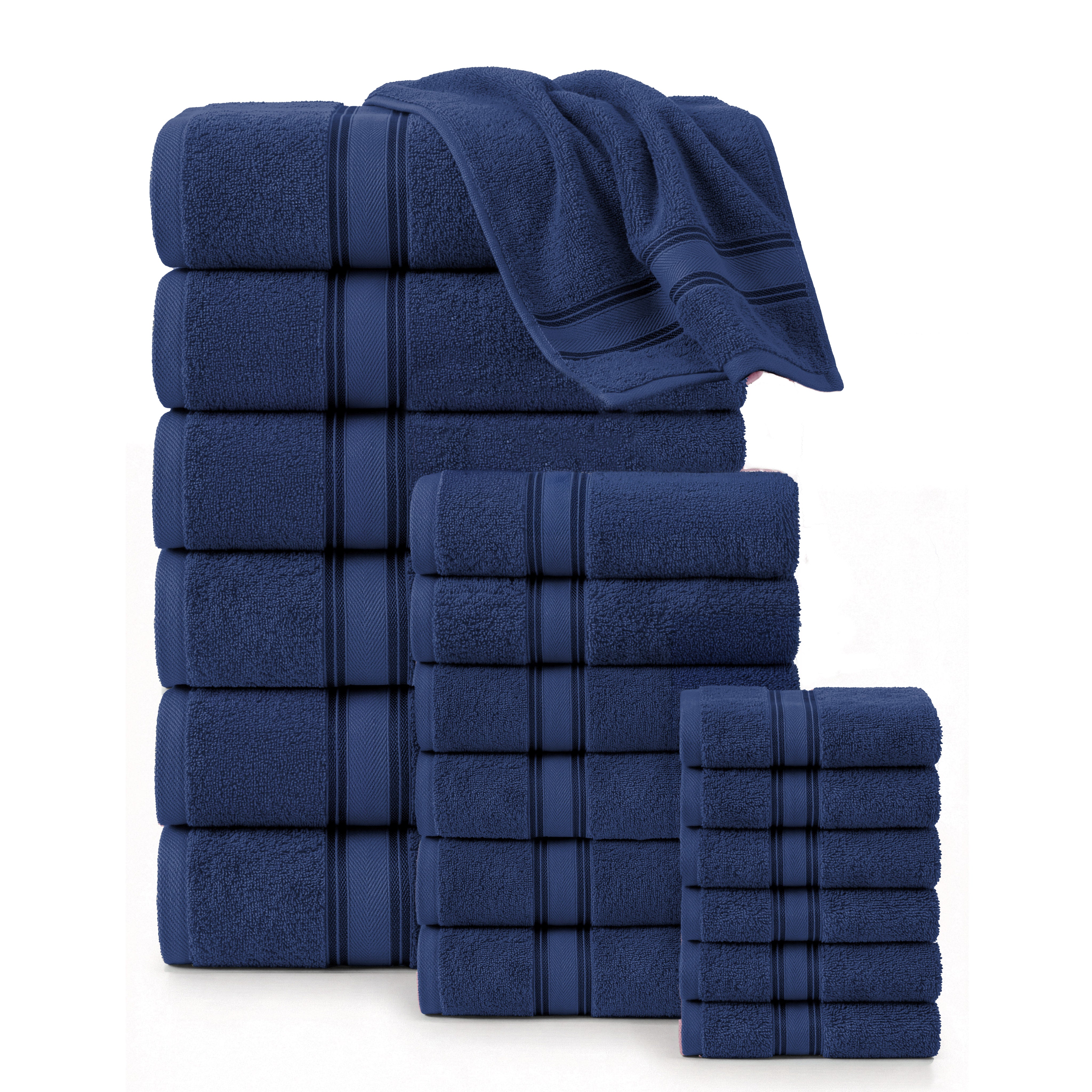 18 Piece 100% Cotton Towel Set 550GSM - Navy