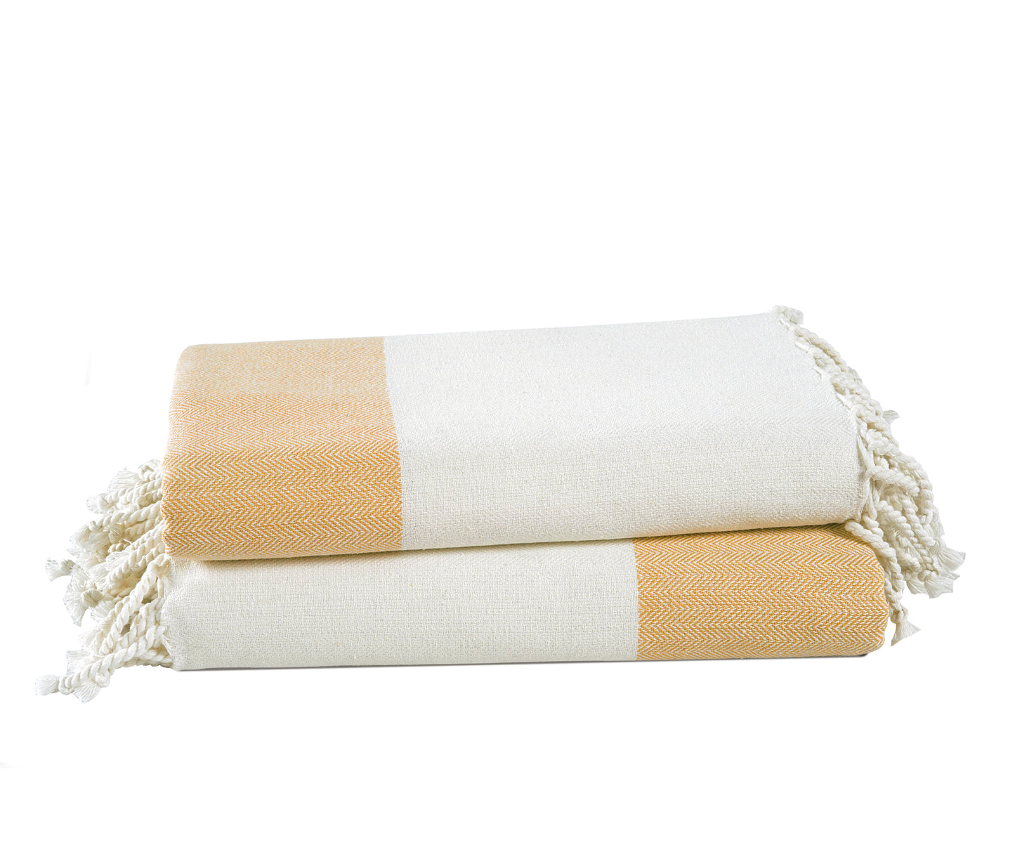 Set of 2 Herringbone Turkish Beach Towels  - Citrus