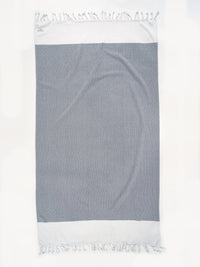 Set of 4 Herringbone Turkish Beach Towels - Grey